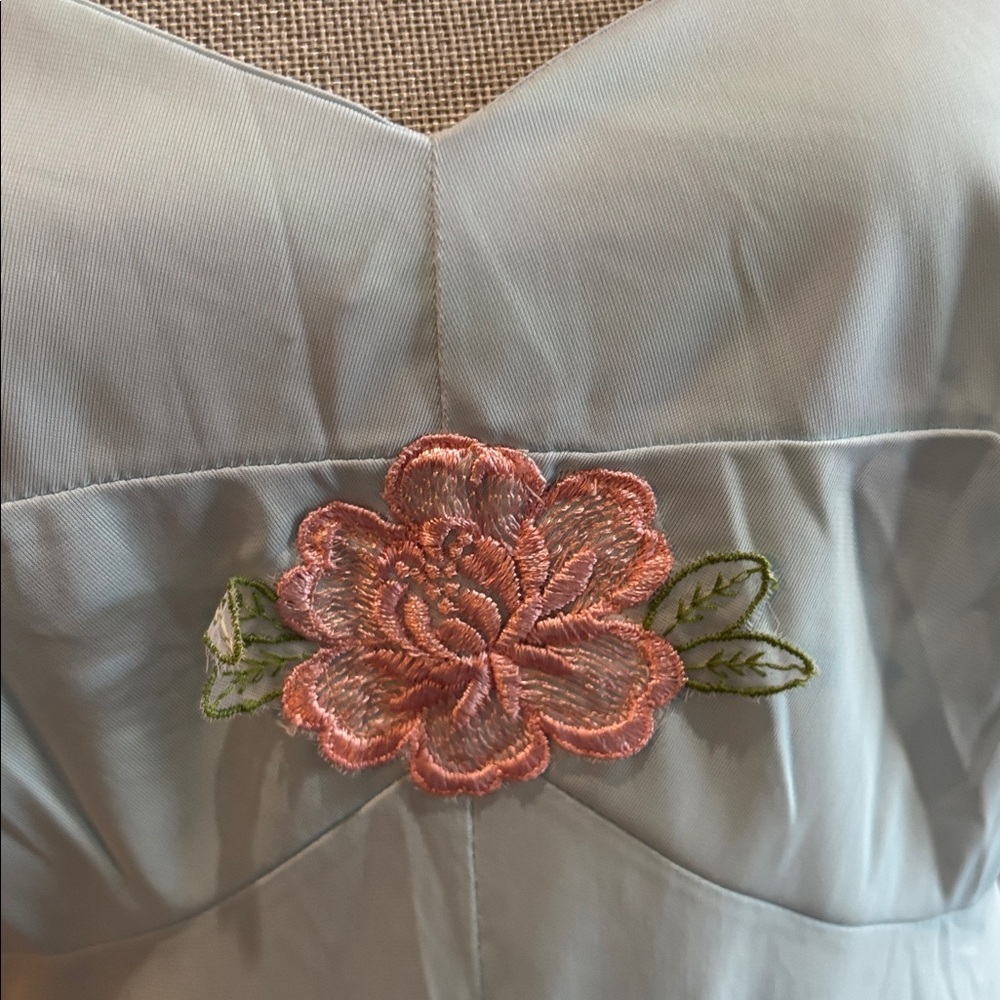 Vintage 70’s Lane Bryant Elegant Blue Spaghetti Strap Maxi nightgown Dress - Picture 4 of 10